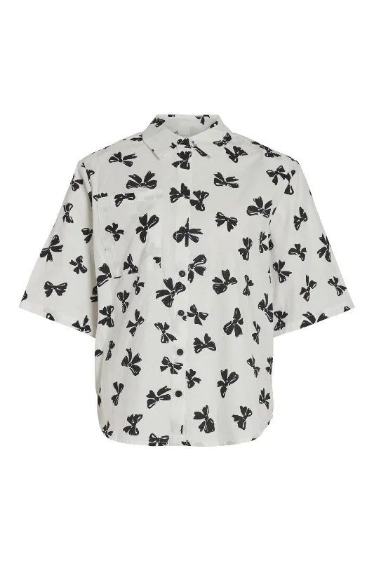 Vila - Vinaila 2/4 Shirt - 4635052 Cloud Dancer Bows