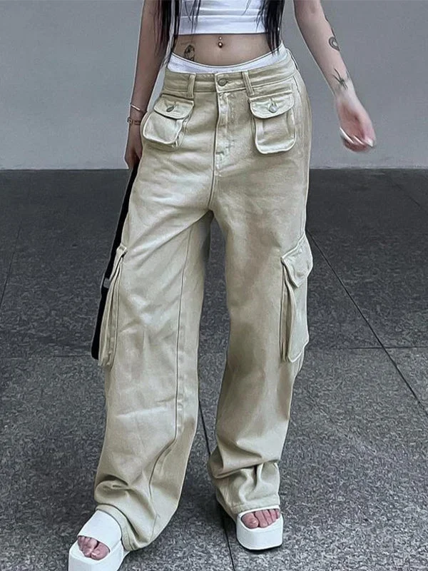 BerryBetty - Vintage Khaki Baggy Cargo Jeans