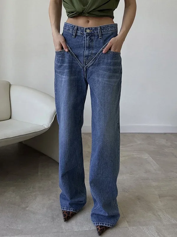 TastyHottie - Vintage Wash Denim Straight Leg Jeans