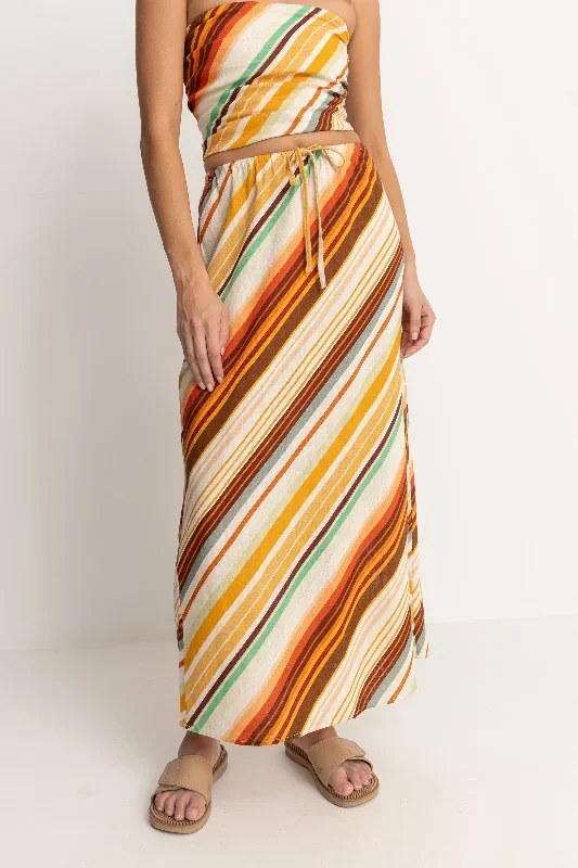 Viva Stripe Maxi Skirt Natural