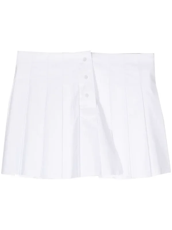 White Womens Box Pleated Mini Skirt